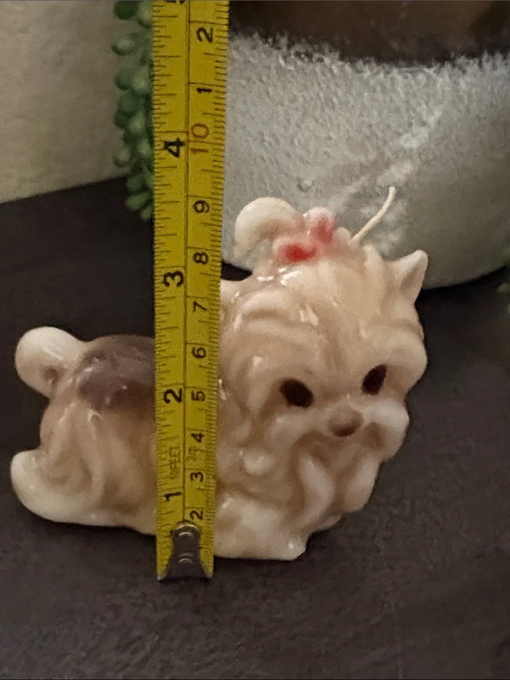 Ceramic Dog Figurine Candle - Cream and Brown Decorative Accent